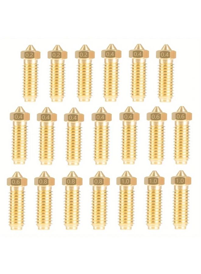 Anycubic Kobra 3 Hot End Nozzle Set 20pcs Including 0 2mm 0 4mm 0 6mm 0 8mm 1 0mm - Image 1